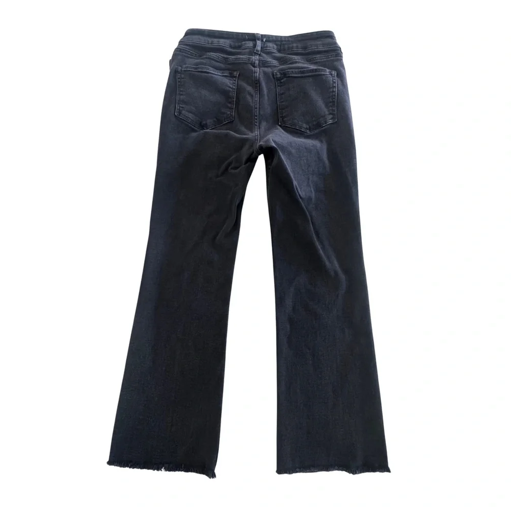 Pilcro The Yaya Cropped Kick Flare Jeans 28 Washed Black Raw Hem Mid Rise - Picture 3 of 7